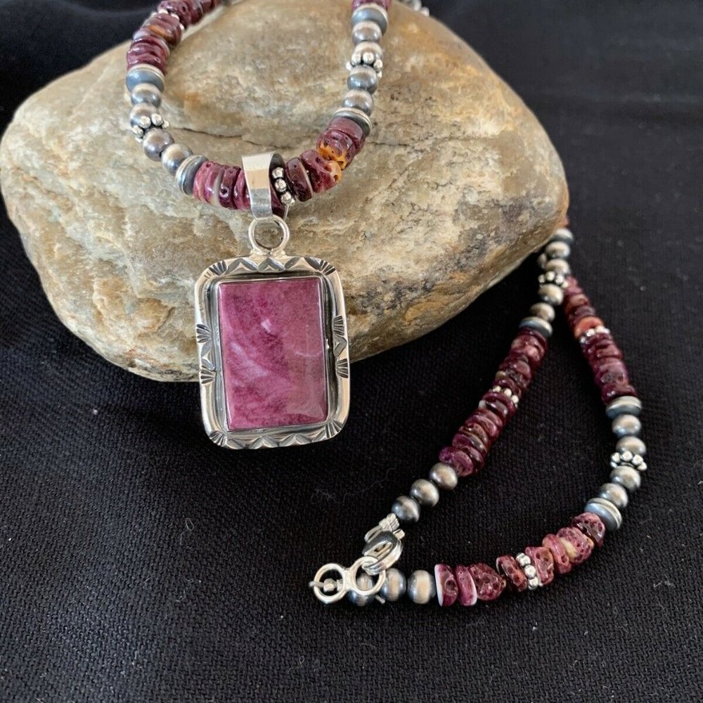 Navajo Sterling Silver Necklace Pendant Length 21”